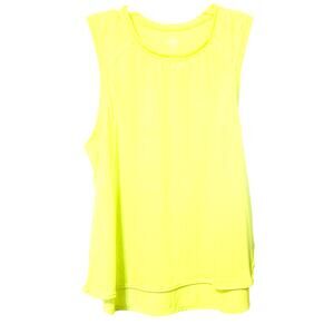ATHLETIC WORKS ACTIVEWEAR SLEEVELESS TANK TOP, WOMENS, XL-(16-18)-YELLOW, HI-LOW